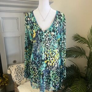 Be Creative Vibrant Animal Print Swim Cover Dress Size L